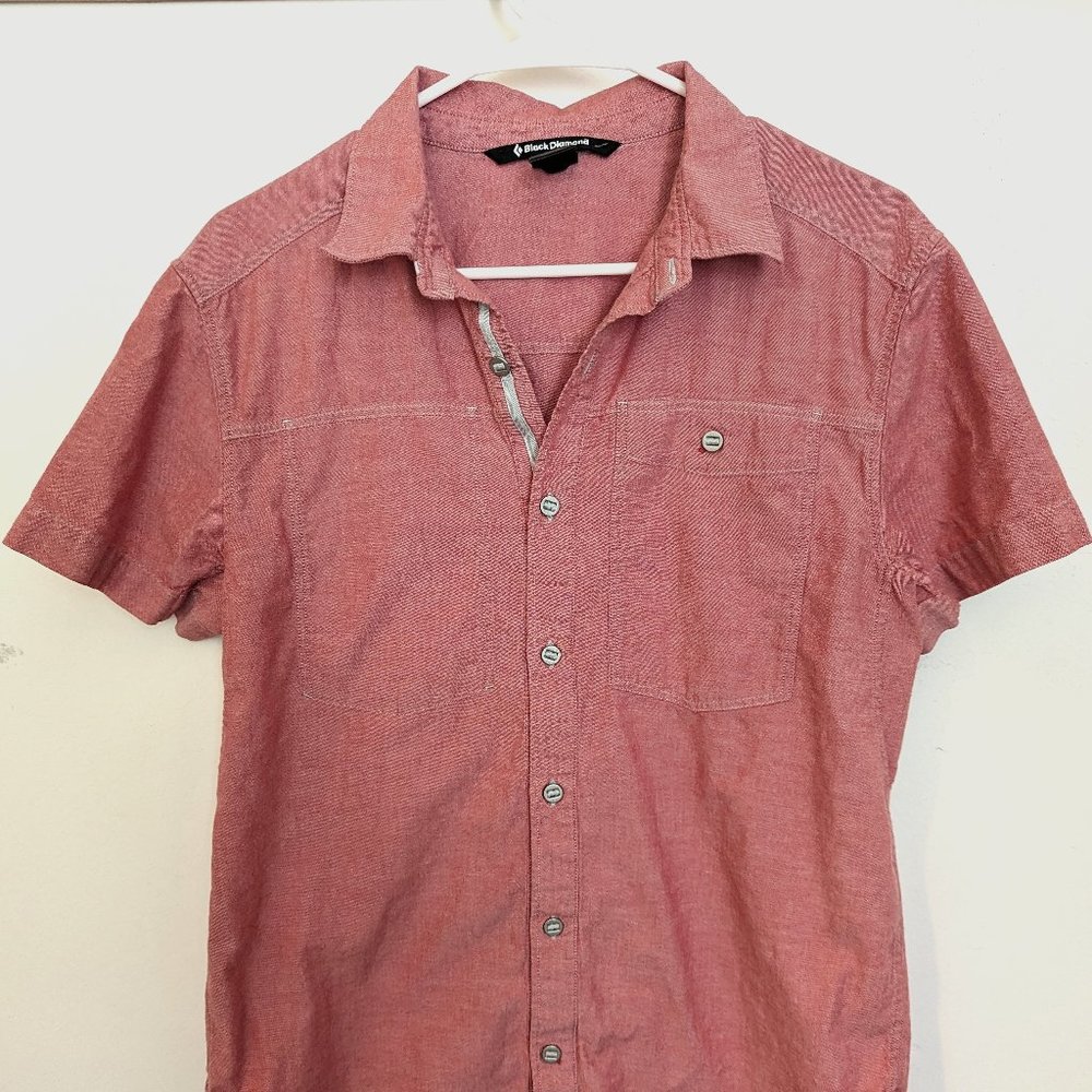Black Diamond Button Up Short Sleeve Shirt - 100% Cotton